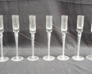 Lot # : 322 - 9 vintage crystal air twist stem cordial glasses
