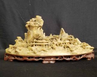 Lot # : 63 - Carved Chinese soapstone village sculpture
