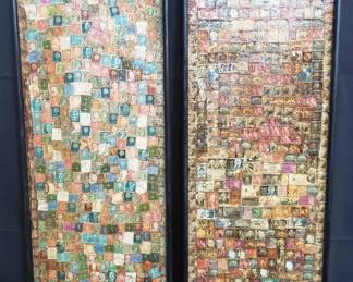 Lot # : 167 - Pair of framed vintage stamp collage art
