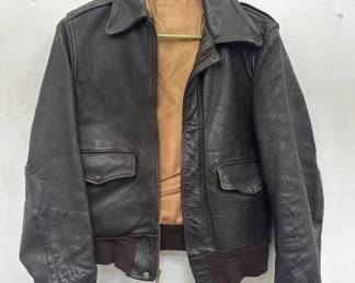 Lot # : 200 - Vintage leather bomber jacket size 38
