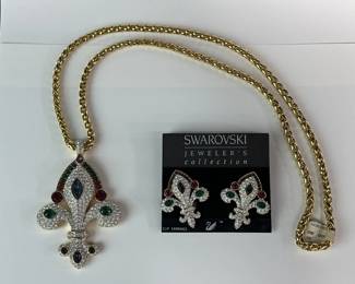 Lot # : 468 - Swarovski necklace & earrings in pb
