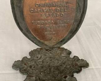 Lot # : 35f - Antique Chihuahua Mexico gilt metal coat of arms
