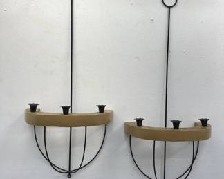 Lot # : 255 - Pair of vintage 3-light candle sconces
