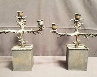 Lot # : 121 - Pair of vintage iron candelabra
