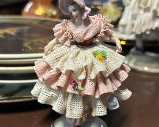 Vintage German lace hand painted porcelain dancer