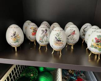 collectible birds on porcelain eggs