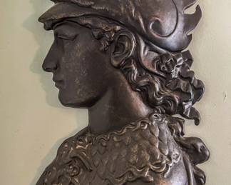 Vintage cast aluminum bust of Perseus