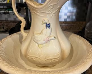 Ironstone pitcher and bowl