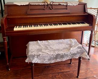 Hobart M. Cable upright piano and bench