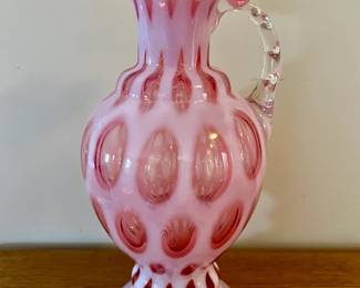 Fenton Cranberry Pink Coin Dot pitcher