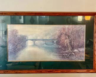 Framed print "The Moody Chickamauga, Plate I, Series VIII" signed by Ben Hampton