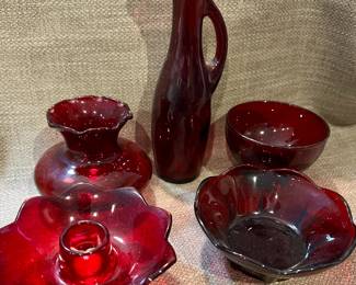 Ruby red depression glass