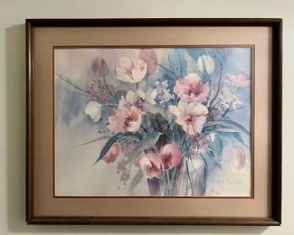 Framed print "Bouquet" numbered and signed by Barbara Mock (#179/1950)