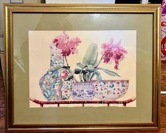 Framed watercolor signed by Carolyn Bueha