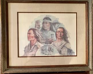 Framed print "Cherokee Heritage" signed by Ben Hampton