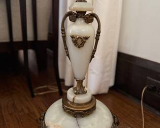 Pair of Torchiere Floor Lamps with Marble Base. Each Measures 64" H. Photo 3 of 3.