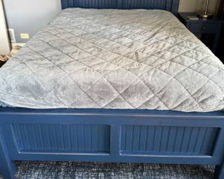 Land of Nod Full Size Dark Blue Beadboard Bed. Measures 58" W x 53" H. Photo 2 of 2.