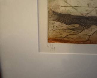 "Par Les Volets Entrouverts," Rene Carcan. Aquatint Etching #54/99. Print Measures 23" x 19". Photo 4 of 4.