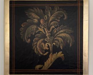 Vintage Fleur De Lis Oil on Wood with Faux Crackle Paint Frame - 4 Available. Each Measures 16" x 16." Photo 2 of 3.