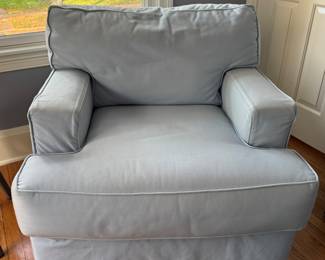 Land of Nod Baby Blue Slipcovered Club Chair. Measures 34" W x 38" D.