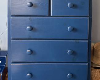 Land of Nod Dark Blue Old Time 6-Drawer Bureau. Measures 36" x 18" D x 42".