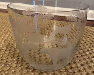 Scully & Scully Queen Lace Kenyan Wildlife Series Etched Crystal Bowl.