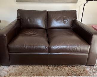 Just Purchased Crate & Barrel Axis Leather Loveseat. Measures 66" W x 43" D x 32" H. Photo 1 of 3.