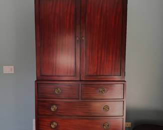 Mahogany 2 Door Armoire / Linen Cabinet with Interior Shelving. Measures 43" W x 21" D x 88" H.