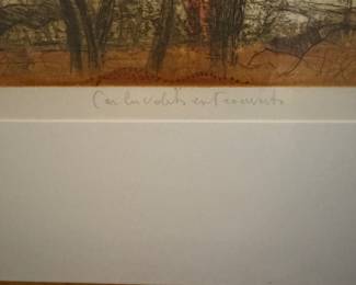 "Par Les Volets Entrouverts," Rene Carcan. Aquatint Etching #54/99. Print Measures 23" x 19". Photo 3 of 4.