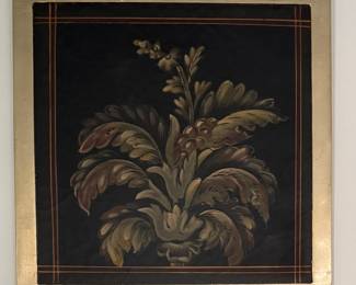 Vintage Fleur De Lis Oil on Wood with Faux Crackle Paint Frame - 4 Available. Each Measures 16" x 16." Photo 1 of 3.