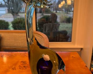 Murano Crystal Blue Giraffe. Measures 13" H.