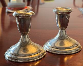 Empire Weighted Sterling Silver Candleholders.