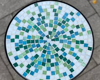 Mosaic Top Wrought Iron Side Table - 4 Available. Each Measures 14" D x 21" D. Photo 2 of 2.