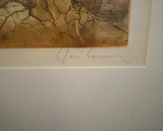 "Par Les Volets Entrouverts," Rene Carcan. Aquatint Etching #54/99. Print Measures 23" x 19". Photo 2 of 4.