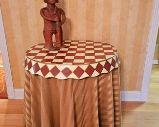 Ballard Designs Harlequin metal table topper and "Terrific Table" (underneath)