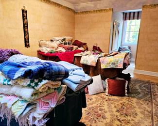 Bedding; custom & ready-made window treatments; table toppers; throw pillows