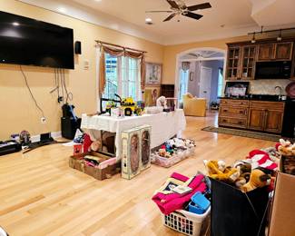 Toys (including vintage Tonka trucks & I-Dog), games, puzzles, and loads of stuffed animals