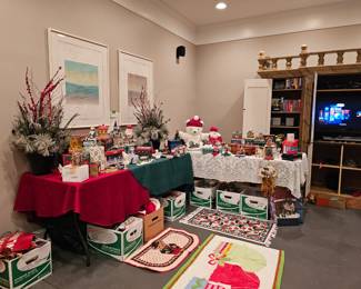 Holiday decor--decorations, rugs, village