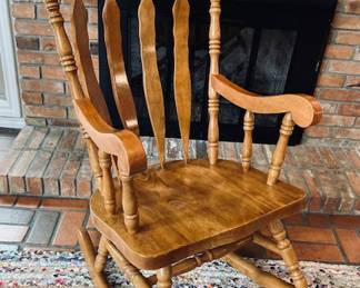 Vintage Oak Wood Arrowback Rocking Chair