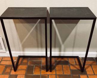 Rustic Metal C-Shaped Metal Side Tables. 2 Available.