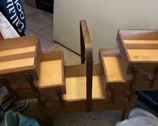 Wood accordion style sewing box