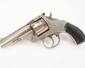 Make: Harrington & Richardson
Model: Auto-Ejecting
Caliber: .32 S&W CTGE
Action: DA
Barrel: 3.25
Bore: Frosty
Serial # 286295
Condition: Good
A Harrington & Richardson Auto ejecting chambered in .32 S&W and features a 3.25” barrel.This Revolver is missing its top break pin. This revolver Remains in Good condition showing some rust pitting and wear.