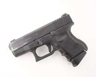 Make: Glock
Model: 27
Caliber: .40
Action: Semi
Barrel: 3.5
Bore: Frosty
Serial # VNK201
Condition: Good
Amazingly accurate and controllable, the GLOCK 27 puts 10 rounds of 40 S&W caliber at your fingertips in a package small enough for a pocket or ankle holster. Sold with one magazine, this pistol is in good condition, showing normal signs of use and wear.