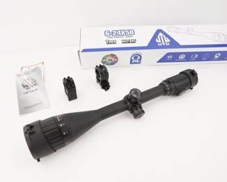 Make: UTG
Model: True Hunter
Caliber: 6-24x50
Serial # Scope
Condition: Very Good
UTG New Gen 1" 6-24X50 True Hunter IE Scope w/TS Platform, Front AO, EZ-TAP Illumination Enhancing 36 Color Mil-Dot Reticle, F/B Emerald Coating, Zero Reset/Locking Target Windage/Elevation Knobs, Includes Flip-open Covers, 3" Sniper Sunshade & Max Strength RG2W1204 Rings. sold with fatory box.