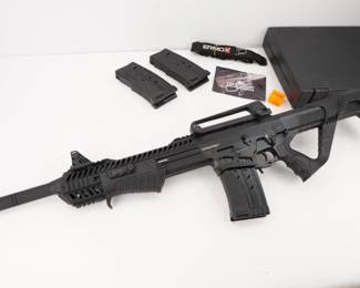 Make: Komando
Model: XXPA
Caliber: 12 GA
Action: Semi
Barrel: 18.5
Bore: Shiny
Serial # 214210930
Condition: Great
Importer: Dickinson LLC
Dickinson XXPA-12SB: Dickinson shotguns are constructed using a new design that allows for strength simplicity of operation and lightweight. You will notice the ease that the barrel fore-end and bolt may be removed as a unit to facilitate cleaning. And the smoothness of function is uniform, whether firing light 2 3/4" shells or heavy 3" shells. All materials are the finest for their intended purpose, assuring years of trouble-free operation. This model is considered a "hybrid" as it features pump-action and semi-automatic operation. This system is excellent as it allows this model to be 100% functional, no matter the situation! Sold with factory case 3 mags and a sling. This shotgun is in Great condition showing normal signs of use and wear. 