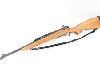 Make: Remington
Model: Mohawk-600
Caliber: .308 WIN
Action: Bolt
Barrel: 21
Bore: Shiny
Serial # A6390078
Condition: Very Good
Country: Rifle
The Model 600 was designed to be a guide rifle. Its most noticeable feature was the vent rib barrel. There were approximately 94,086 rifles produced. The Mohawk features a 18.5 in (47 cm) barrel with no rib.
