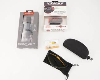 Make: Bore sighter
Model: Misc Accessories
Condition: New
Real Avid Viz-Max master grade laser bore sighter, Surefire Scoutlight Pro 1000 lumen, Hunter Gold eyewear.