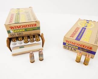Make: Winchester
Model: Ranger 150 RNDS
Caliber: 40 S&W/.357SIG
2 Boxes of Winchester 357 sig LE ammo and 1 box of Winchester ranger .40 S&W.