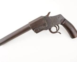 Make: Hebel
Model: Flare Gun
Caliber: 26.5
Action: Break
Barrel: 6.75
Bore: Dark
Serial # 3194
Condition: Good
The Hebel is a single shot, hammer fired, single action flare gun. This gun is in good condition showing normal signs of use and wear.