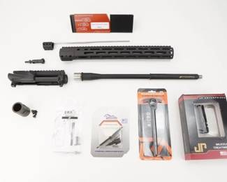 Make: MIsc Brands
Model: AR Upper Build Kit
Caliber: .223/5.56
Condition: New
Jp custom stain blot carrier, jp flash hider, Warr hammer charging handle, threaded barrel with handguard, firing pin, gas stystem. Anderson upper parts kit.